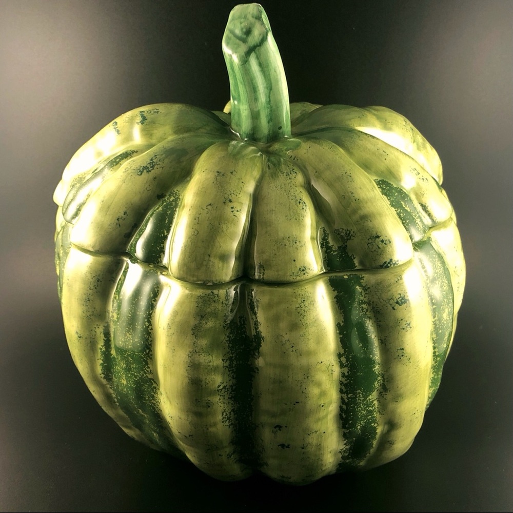 TIFFANY & CO HAND-PAINTED ITALIAN CERAMIC PUMPKIN GOURD/TUREEN. VERY RARE.